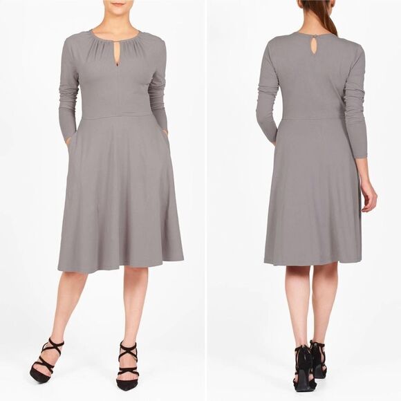 EShakti Keyhole Neck Cotton Knit Dress - Picture 1 of 7